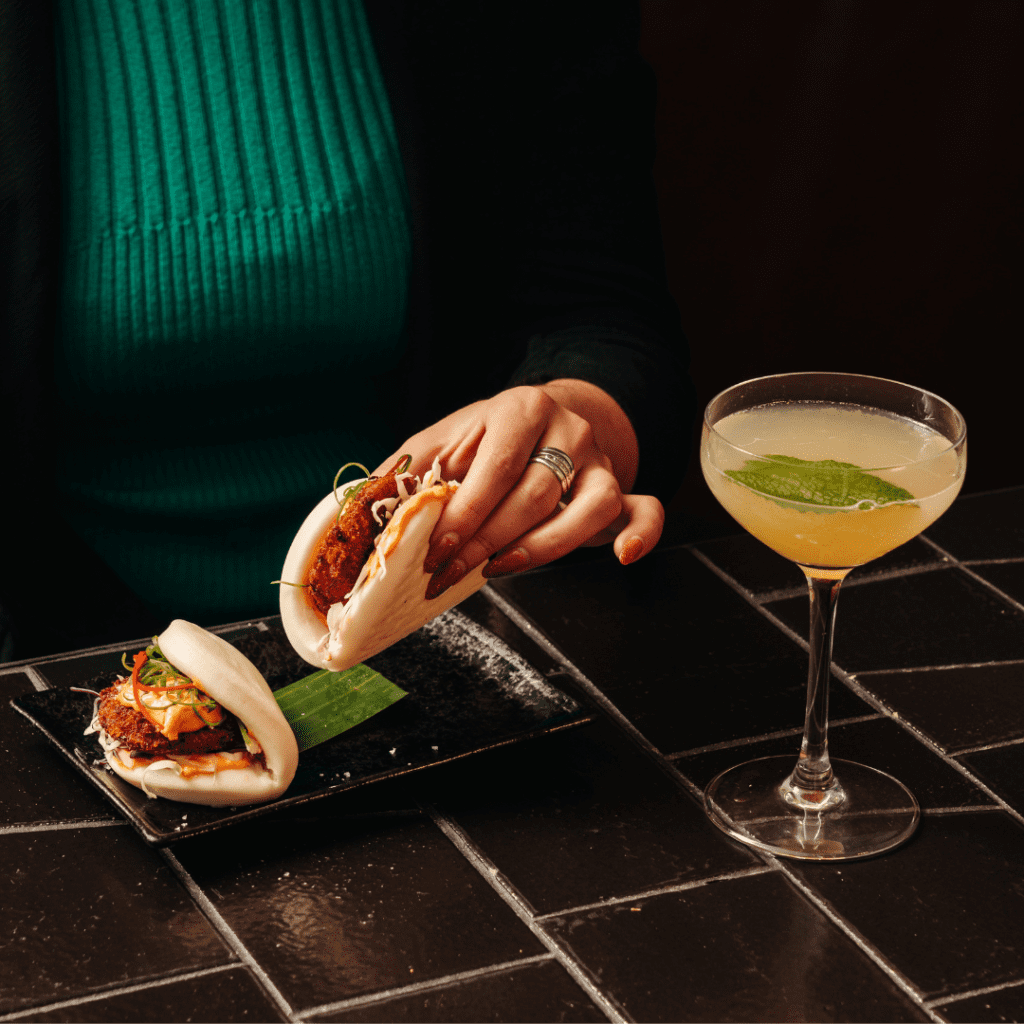 sandwich and cocktail
